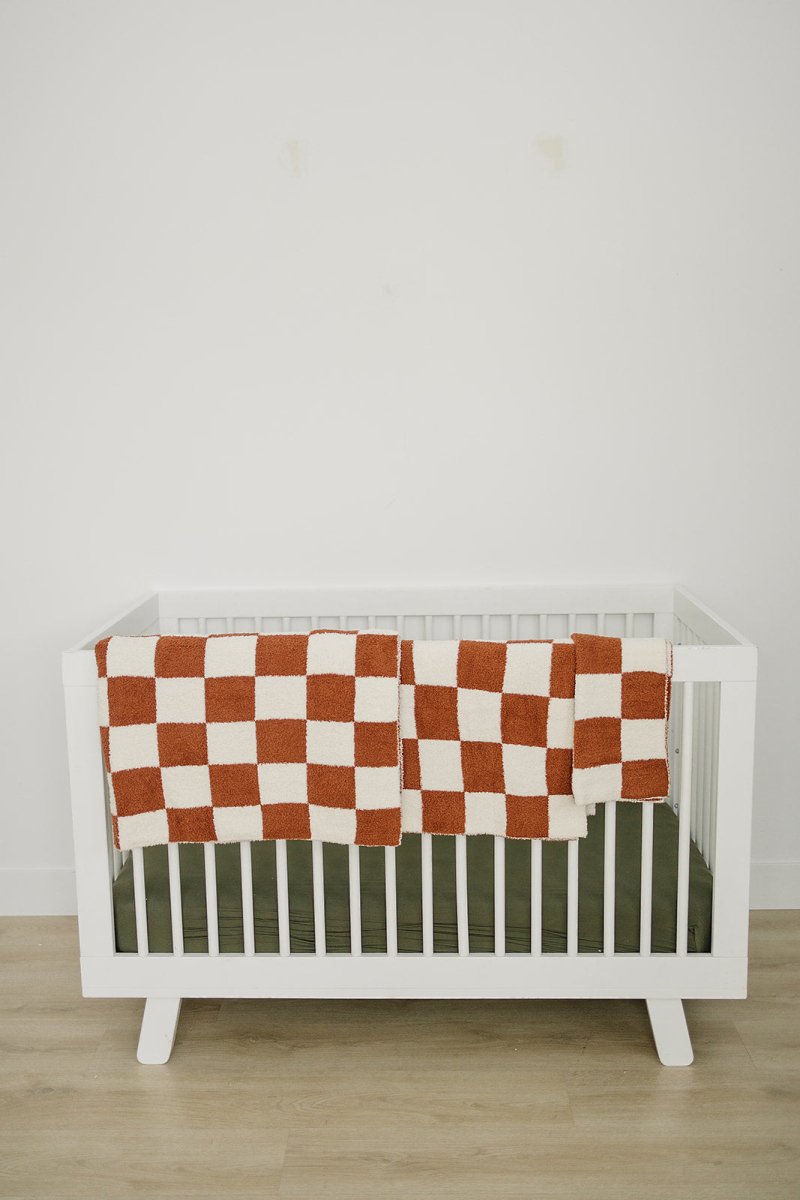 Rust Checkered Plush Blanket - LITTLE RAD THINGS