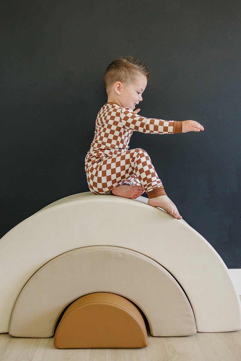 Rust Checkered Ribbed Bamboo Cozy Set - LITTLE RAD THINGS