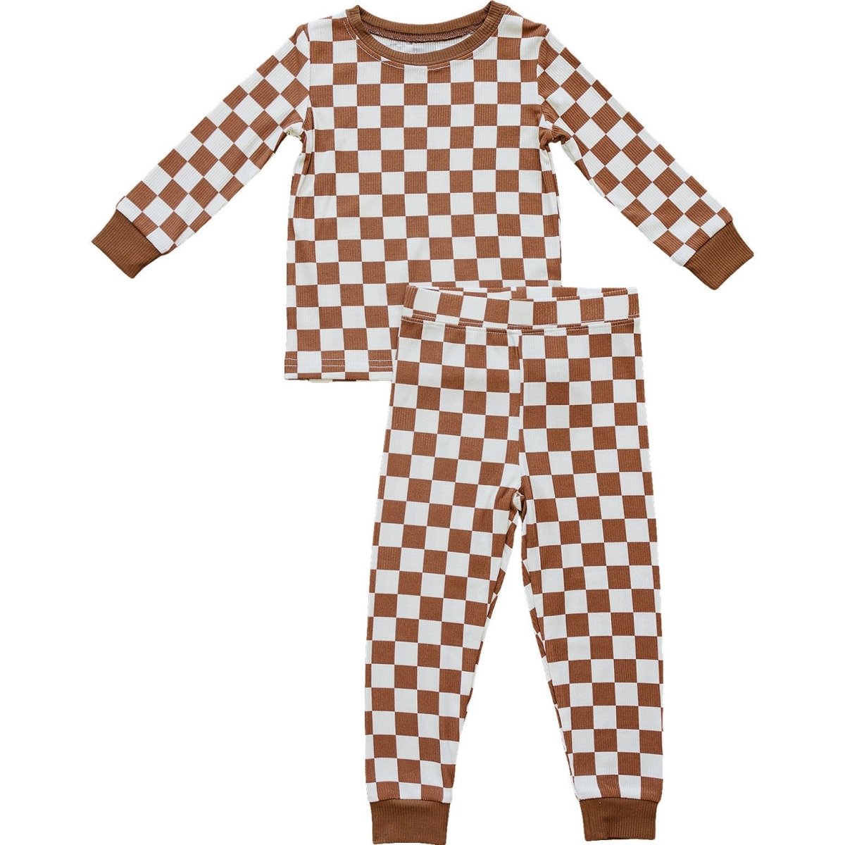 Rust Checkered Ribbed Bamboo Cozy Set - LITTLE RAD THINGS