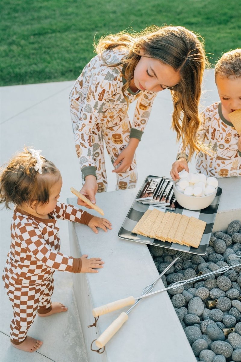 Rust Checkered Ribbed Bamboo Cozy Set - LITTLE RAD THINGS