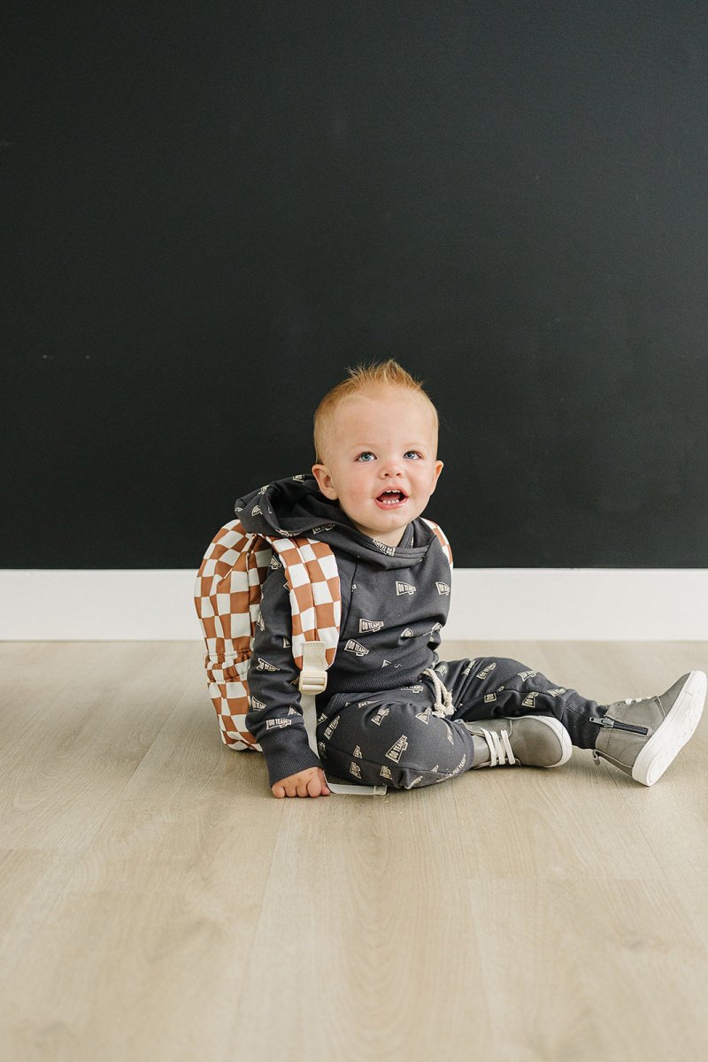 checkerboard mini backpack Mebie Baby Rust Wavy Checkered Mini Backpack