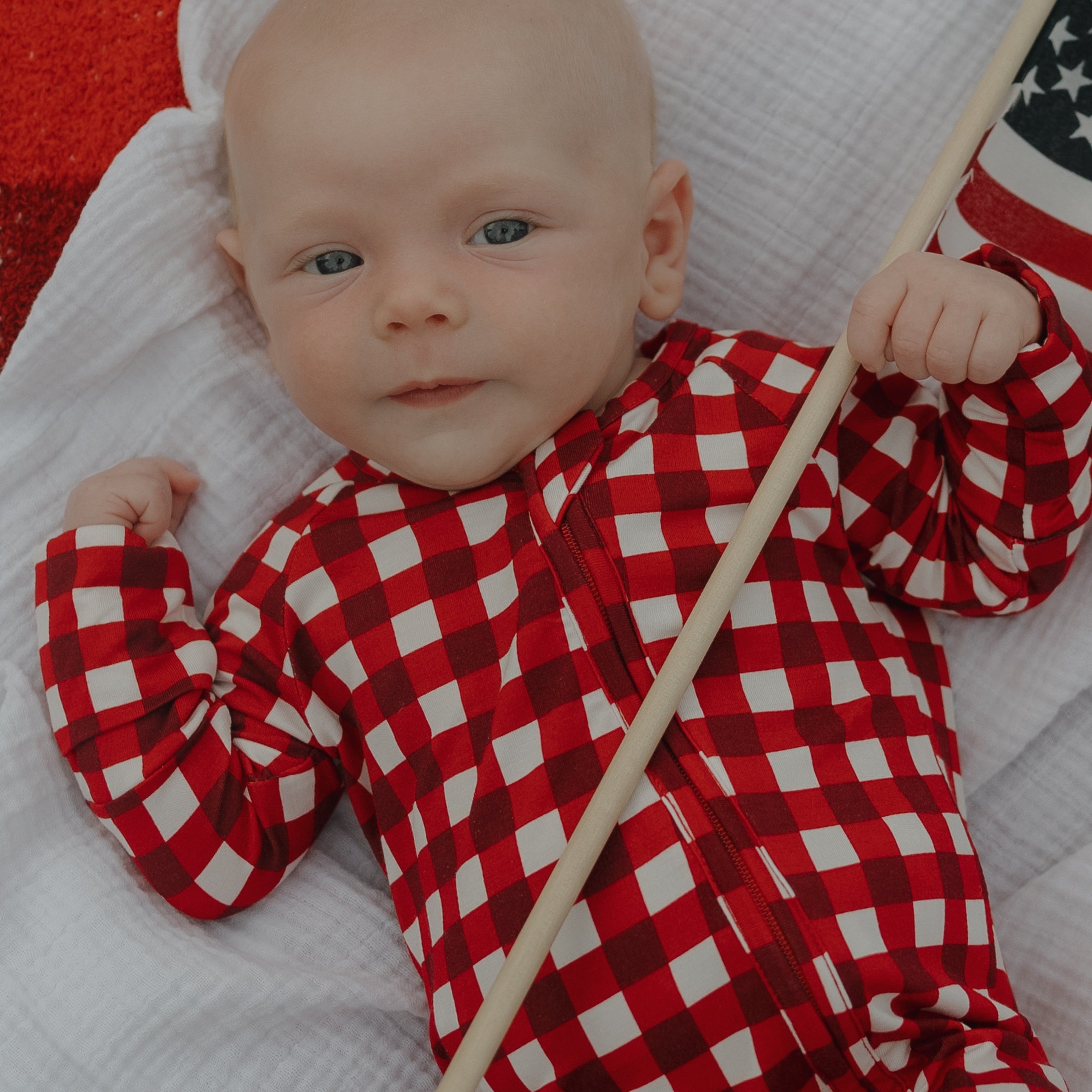 Bamboo Zip Pajamas | Scarlet Gingham
