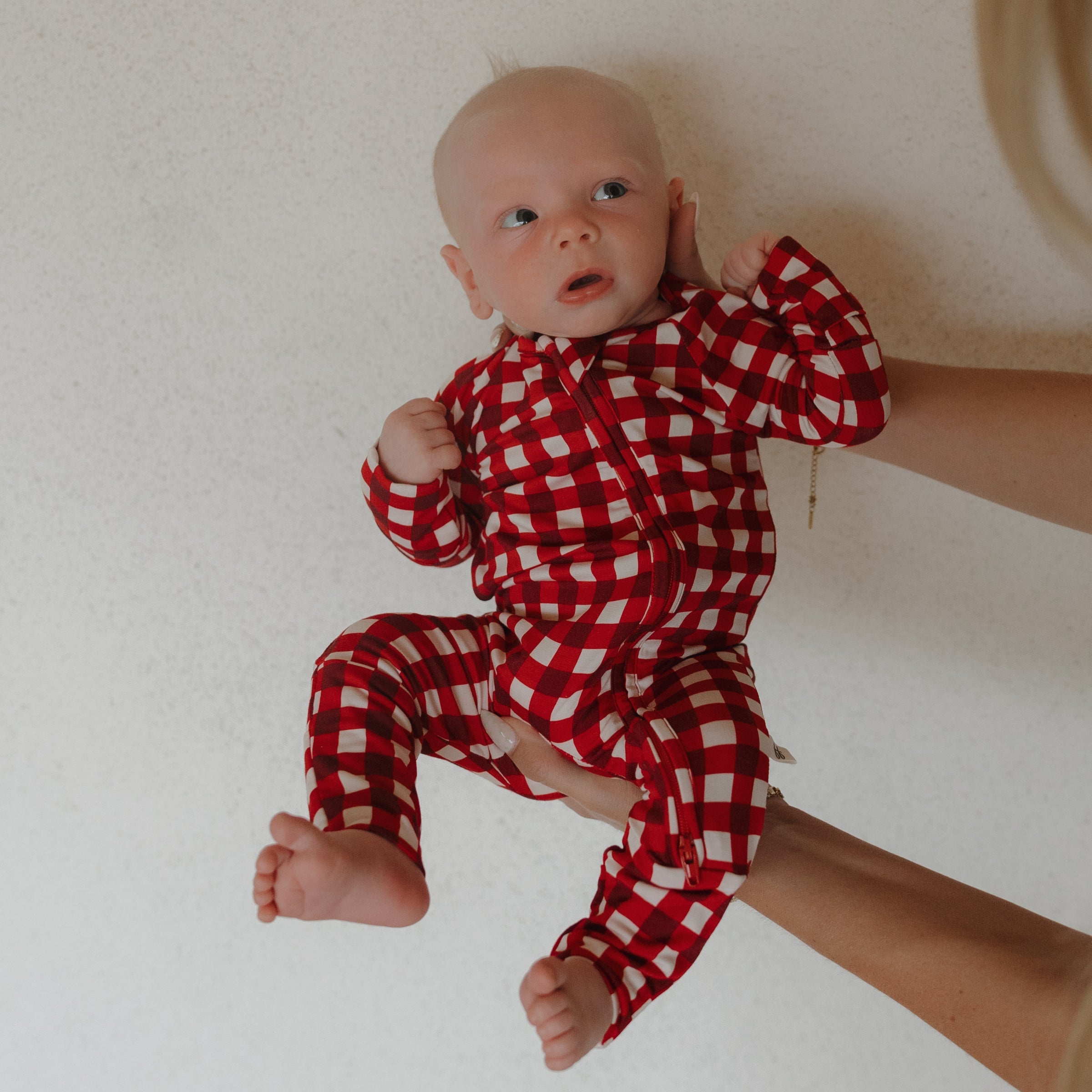 Bamboo Zip Pajamas | Scarlet Gingham