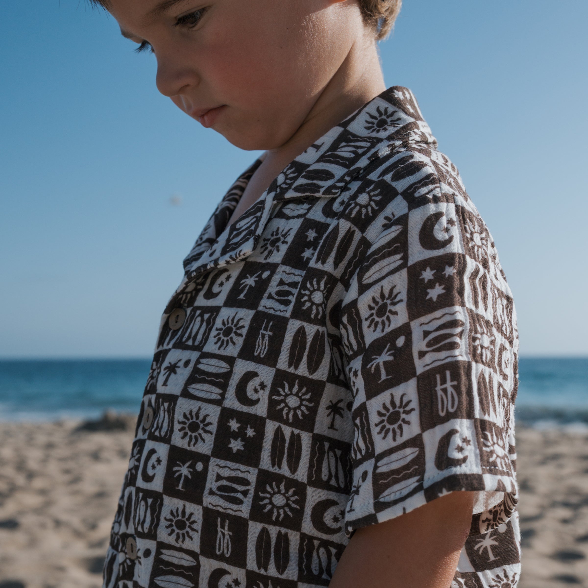 Short Sleeve Muslin Button Up | Summer Check