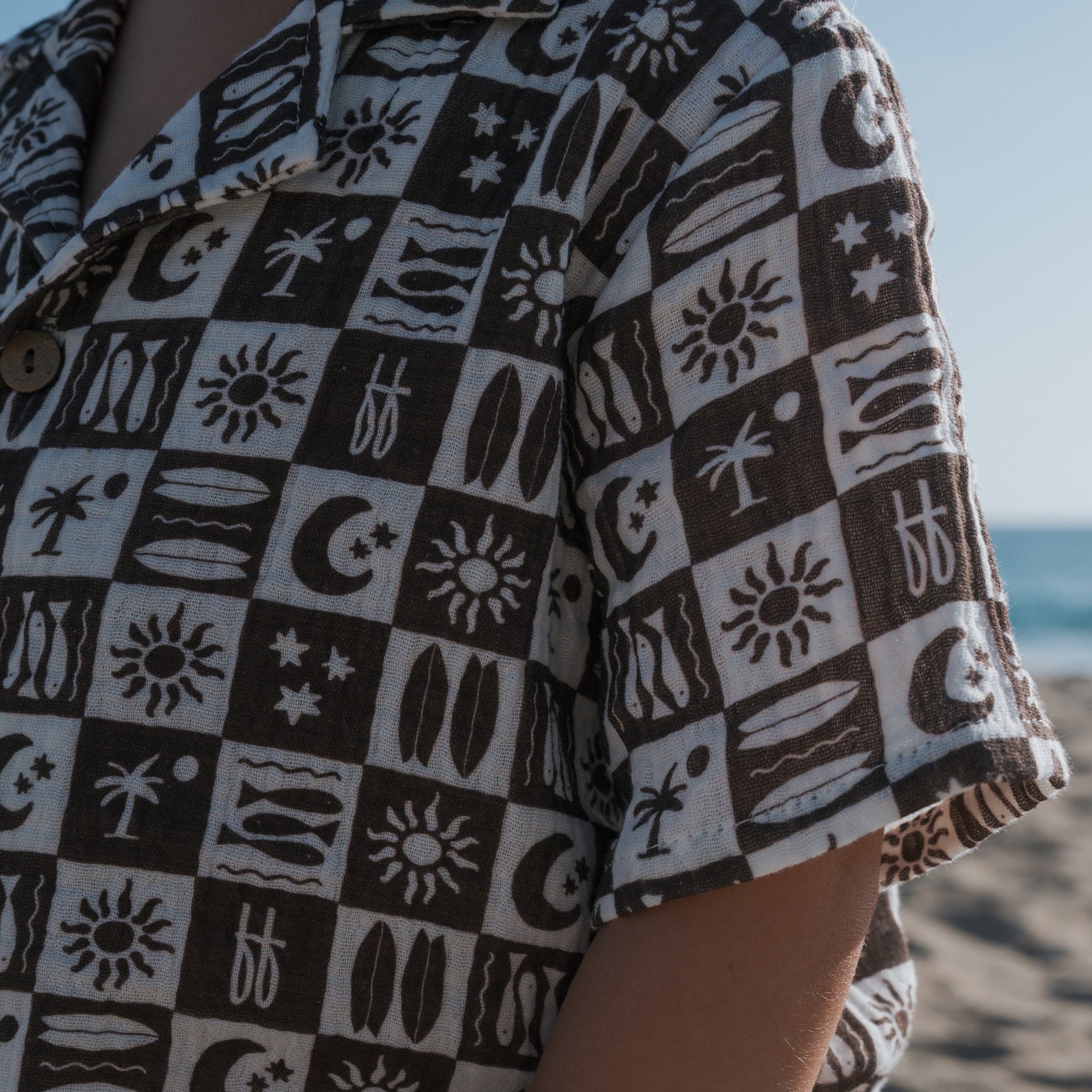 Short Sleeve Muslin Button Up | Summer Check