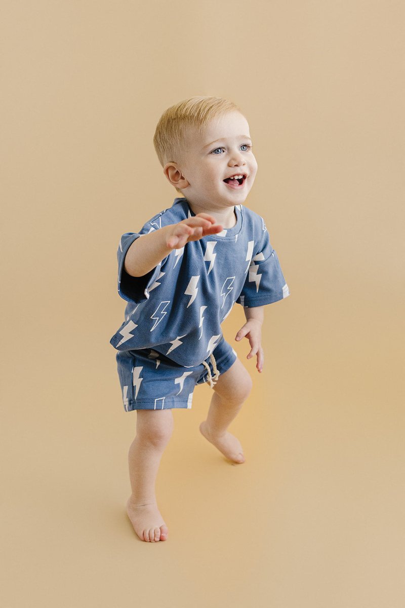 Shorts Set | Blue Bolts - LITTLE RAD THINGS