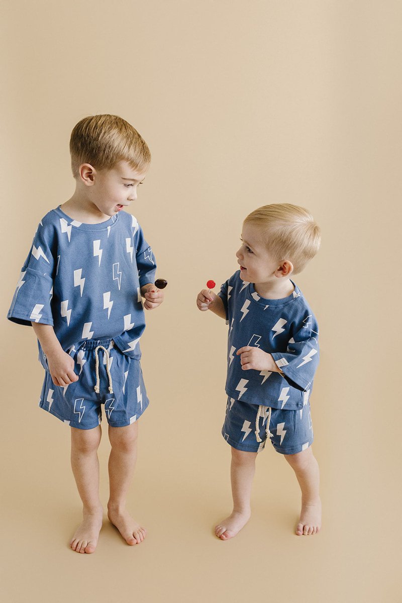 Shorts Set | Blue Bolts - LITTLE RAD THINGS