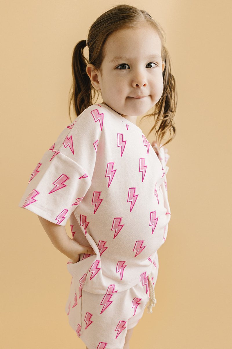 Shorts Set | Pink Bolts - LITTLE RAD THINGS