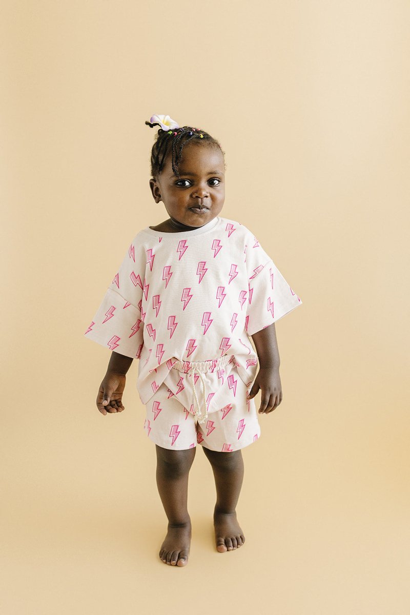 Shorts Set | Pink Bolts - LITTLE RAD THINGS