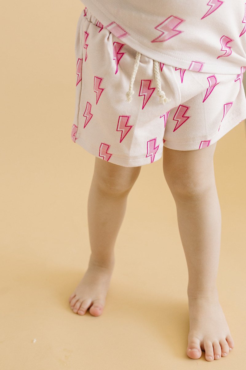 Shorts Set | Pink Bolts - LITTLE RAD THINGS