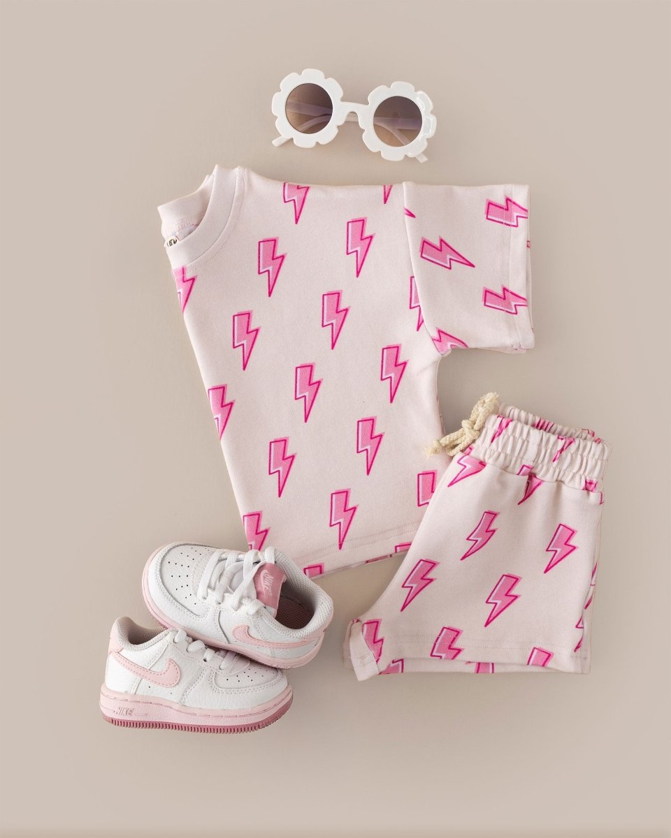 Shorts Set | Pink Bolts - LITTLE RAD THINGS
