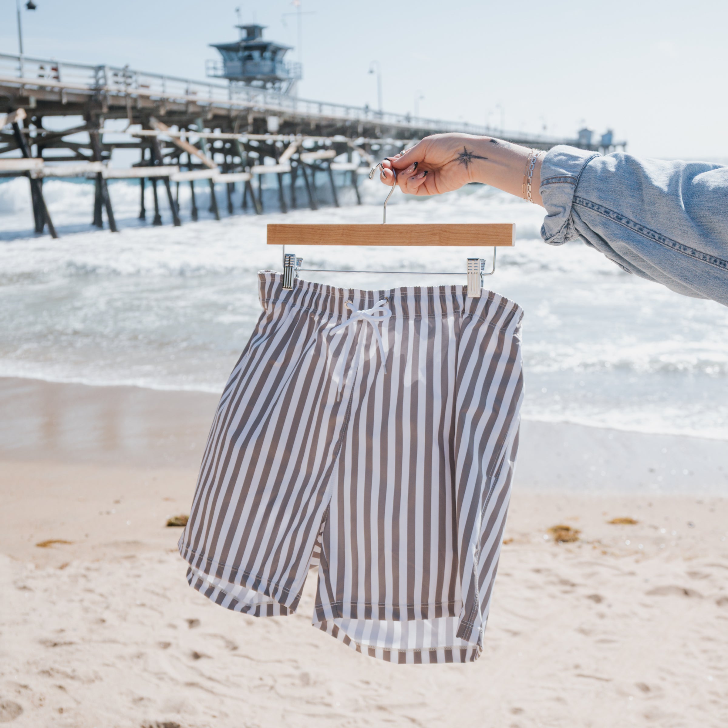 Men's Board Short | Olive Stripe