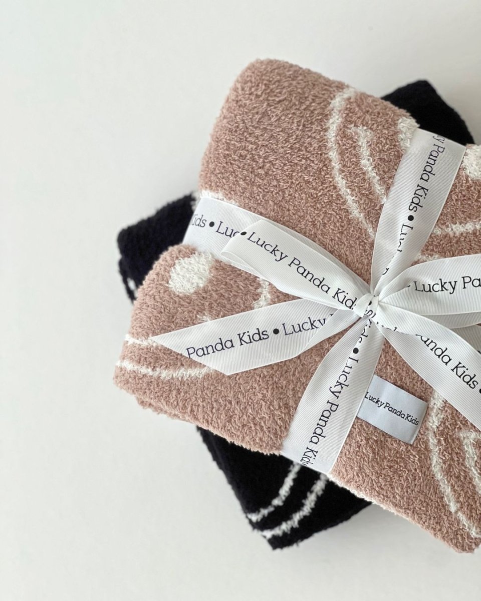 Smiley Fuzzy Blanket | Latte - LITTLE RAD THINGS