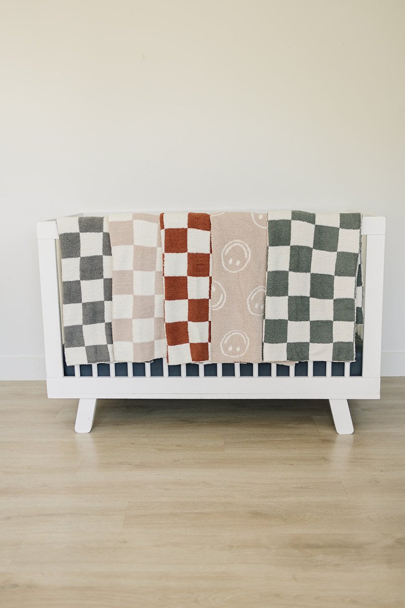 Smiley Taupe Plush Blanket - LITTLE RAD THINGS