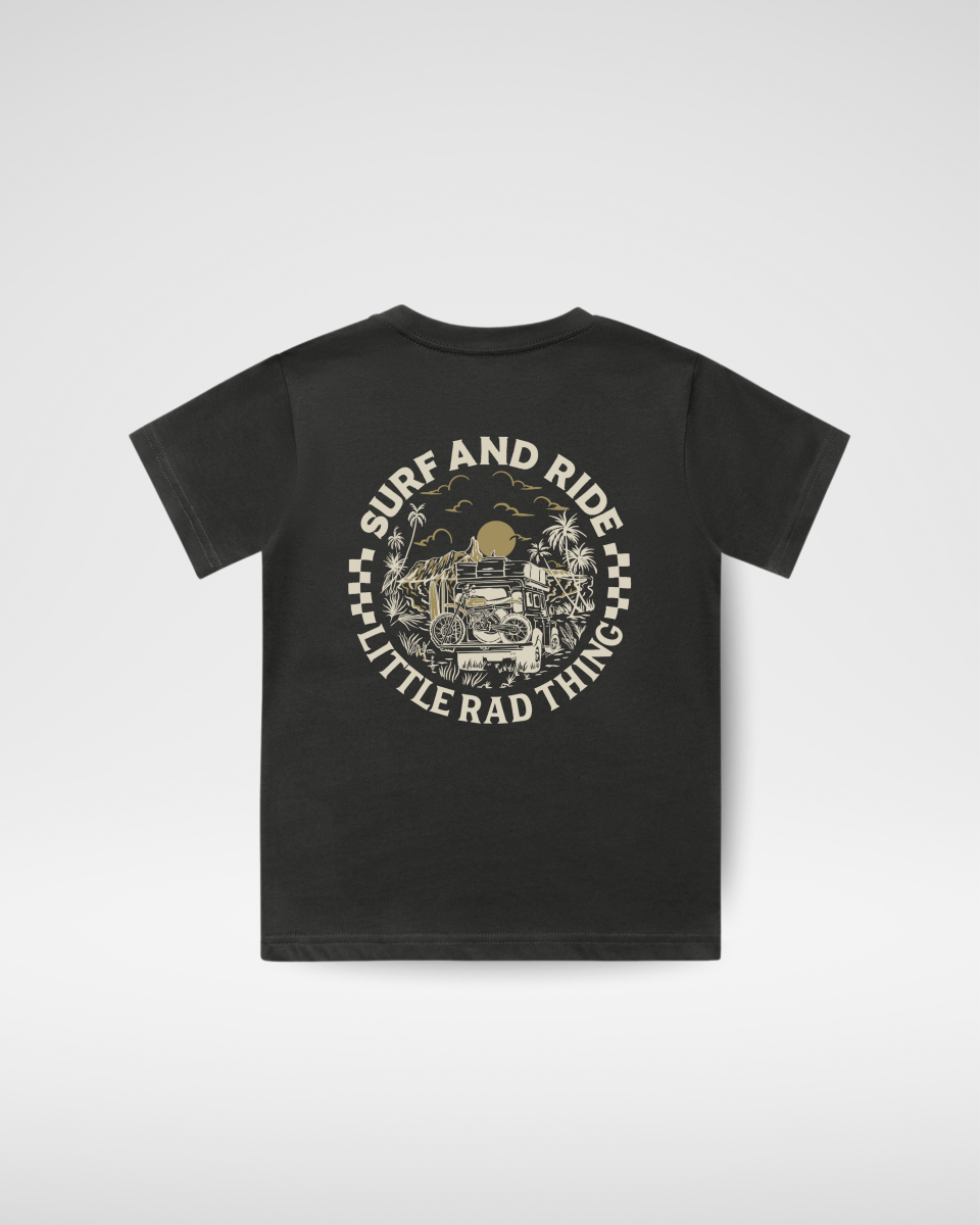 SURF N RIDE TEE - COAL - LITTLE RAD THINGS
