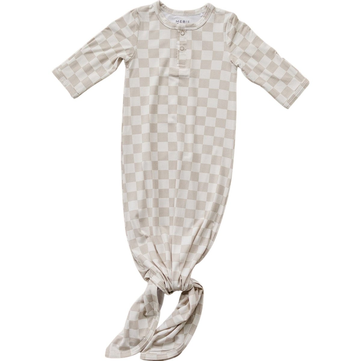 Taupe Checkered Bamboo Knot Gown - LITTLE RAD THINGS