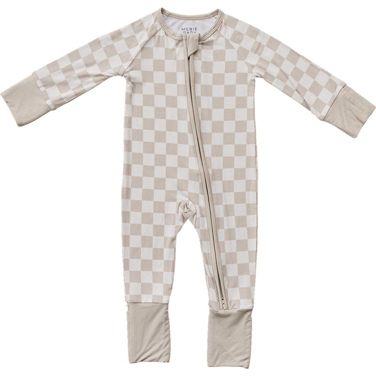 Taupe Checkered Bamboo Zipper - LITTLE RAD THINGS