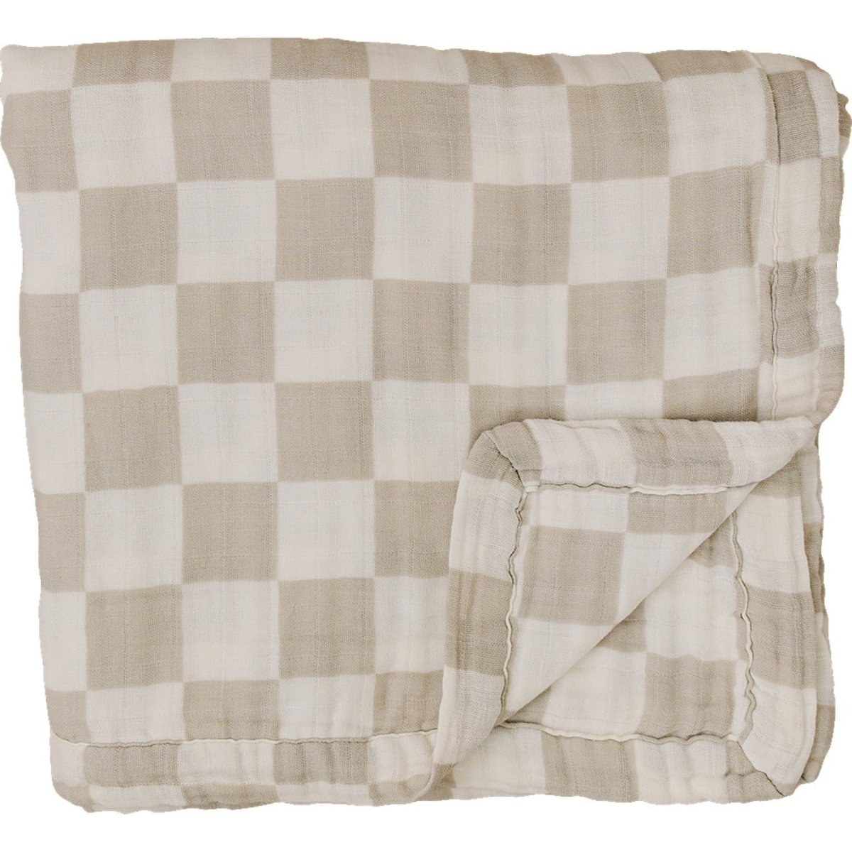 Taupe Checkered Muslin Quilt - LITTLE RAD THINGS