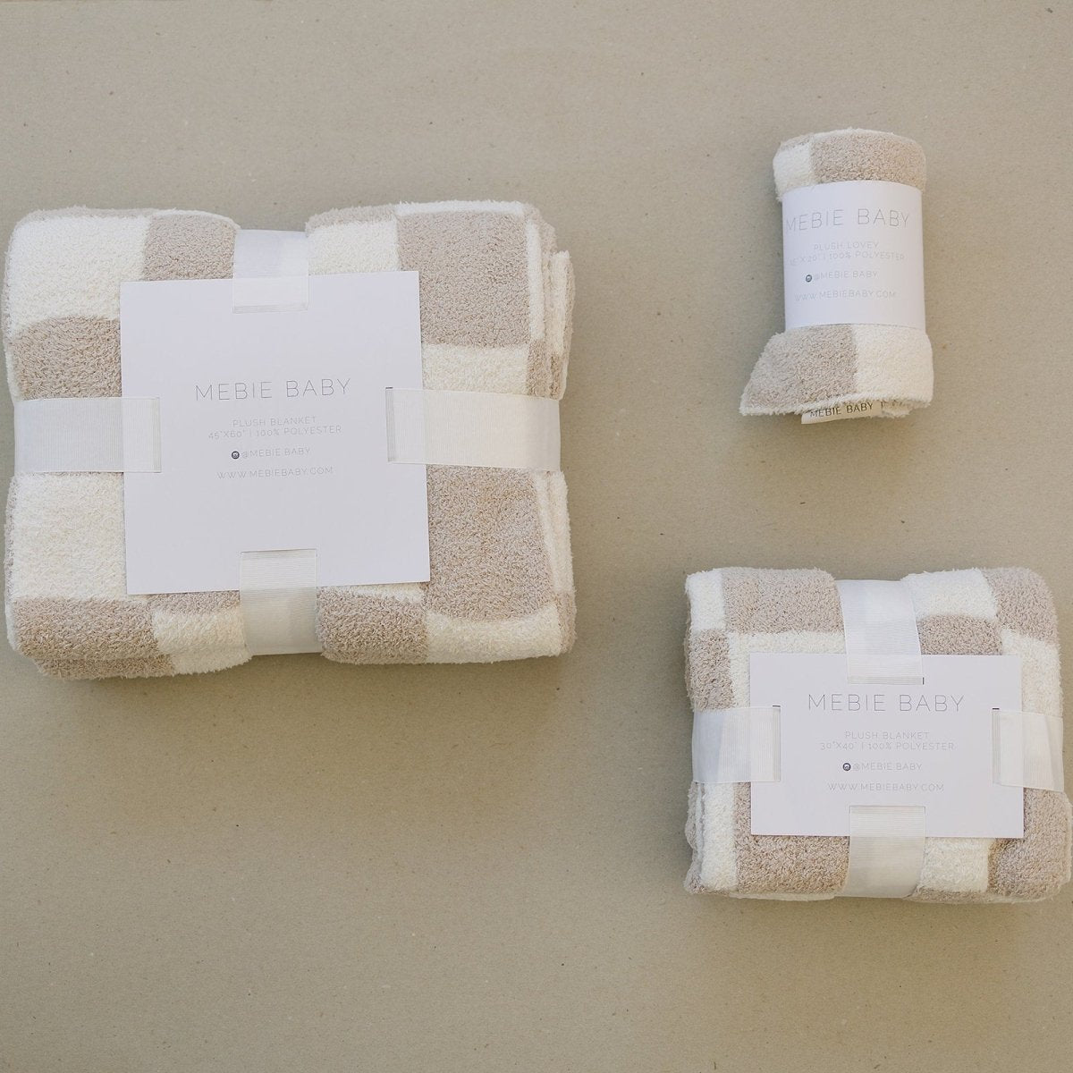 Taupe Checkered Plush Blanket - LITTLE RAD THINGS