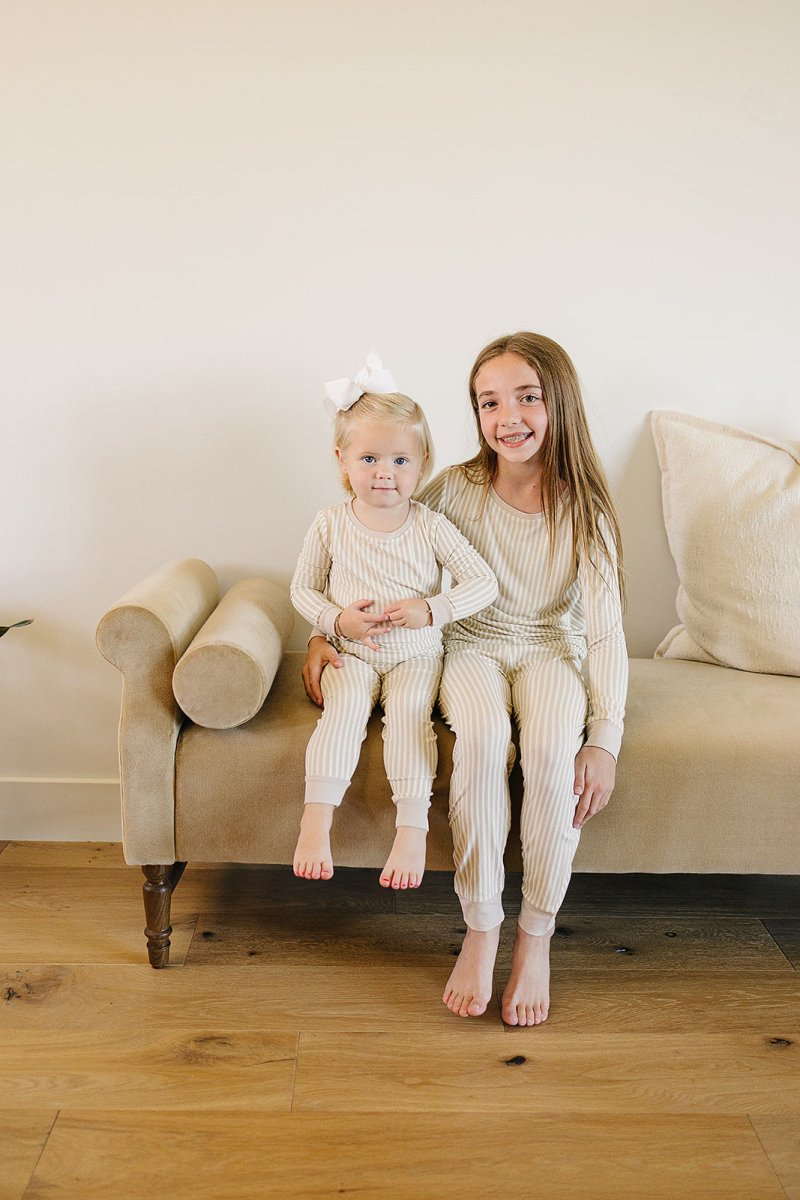 Taupe Stripe Ribbed Bamboo Cozy Set - LITTLE RAD THINGS