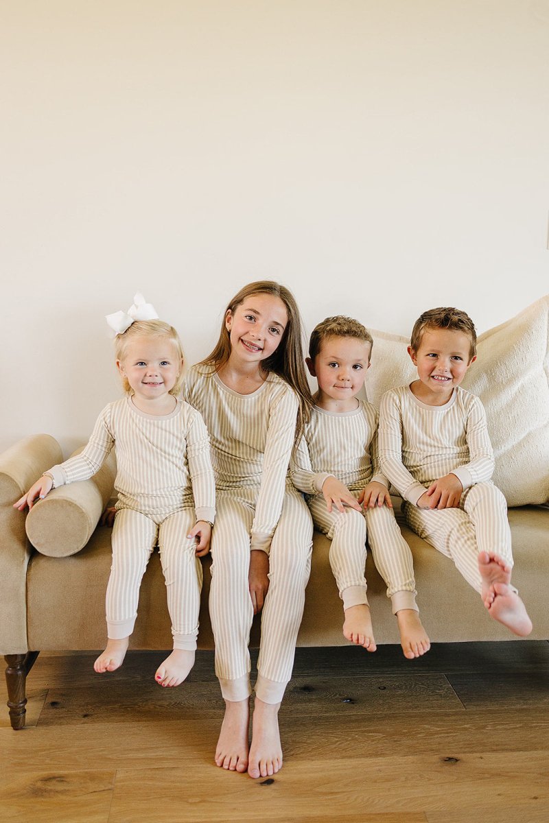 Taupe Stripe Ribbed Bamboo Cozy Set - LITTLE RAD THINGS