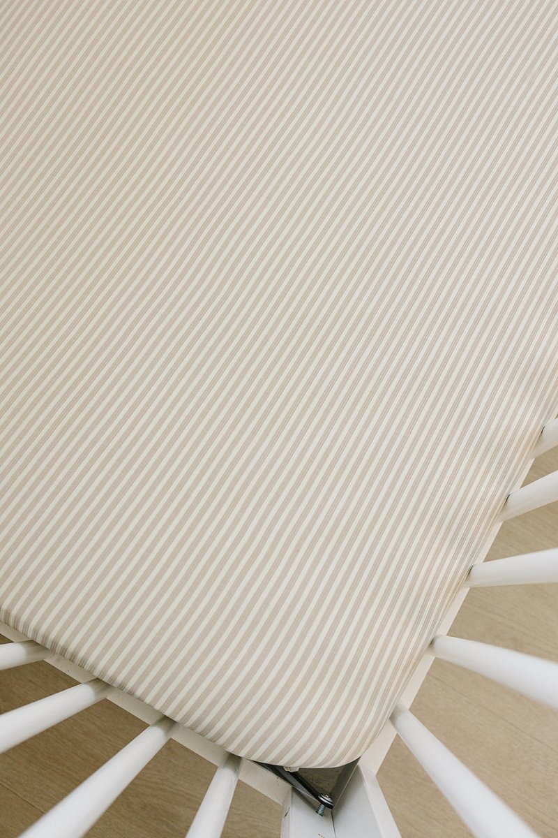 Taupe Stripe Ribbed Bamboo Stretch Crib Sheet - LITTLE RAD THINGS