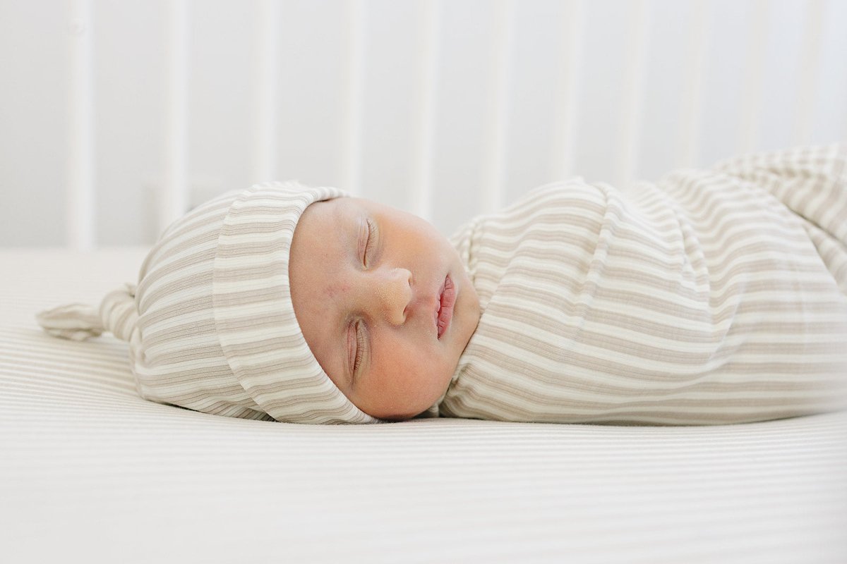 Taupe Stripe Ribbed Bamboo Stretch Swaddle - LITTLE RAD THINGS