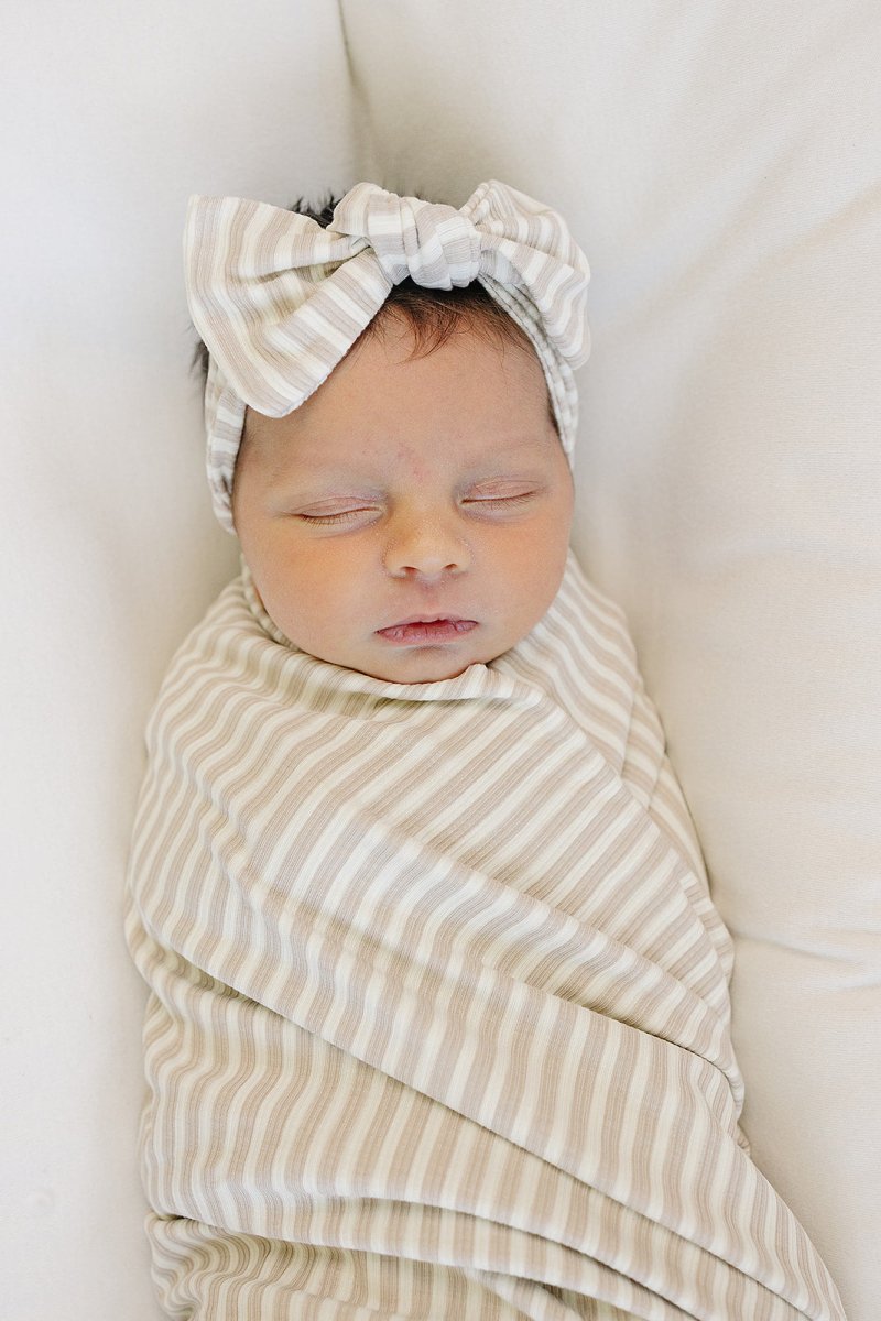 Taupe Stripe Ribbed Bamboo Stretch Swaddle - LITTLE RAD THINGS