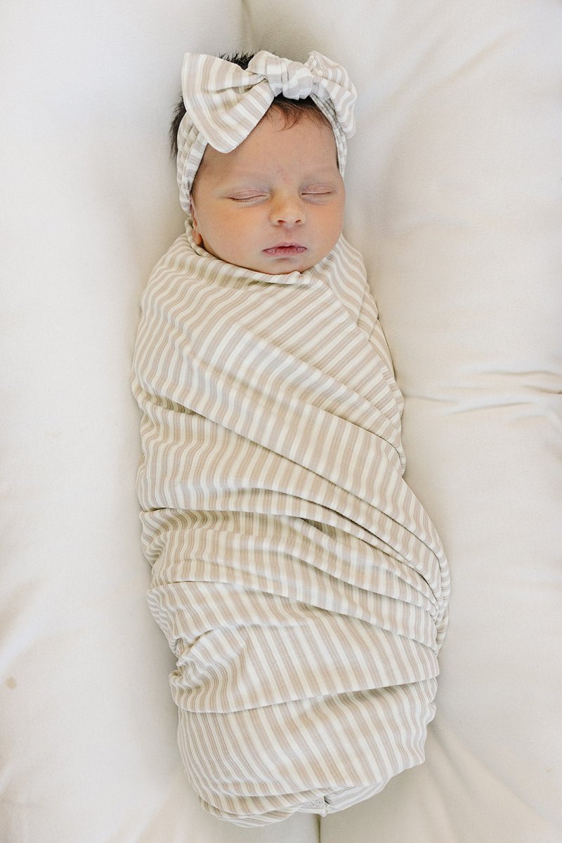 Taupe Stripe Ribbed Bamboo Stretch Swaddle - LITTLE RAD THINGS