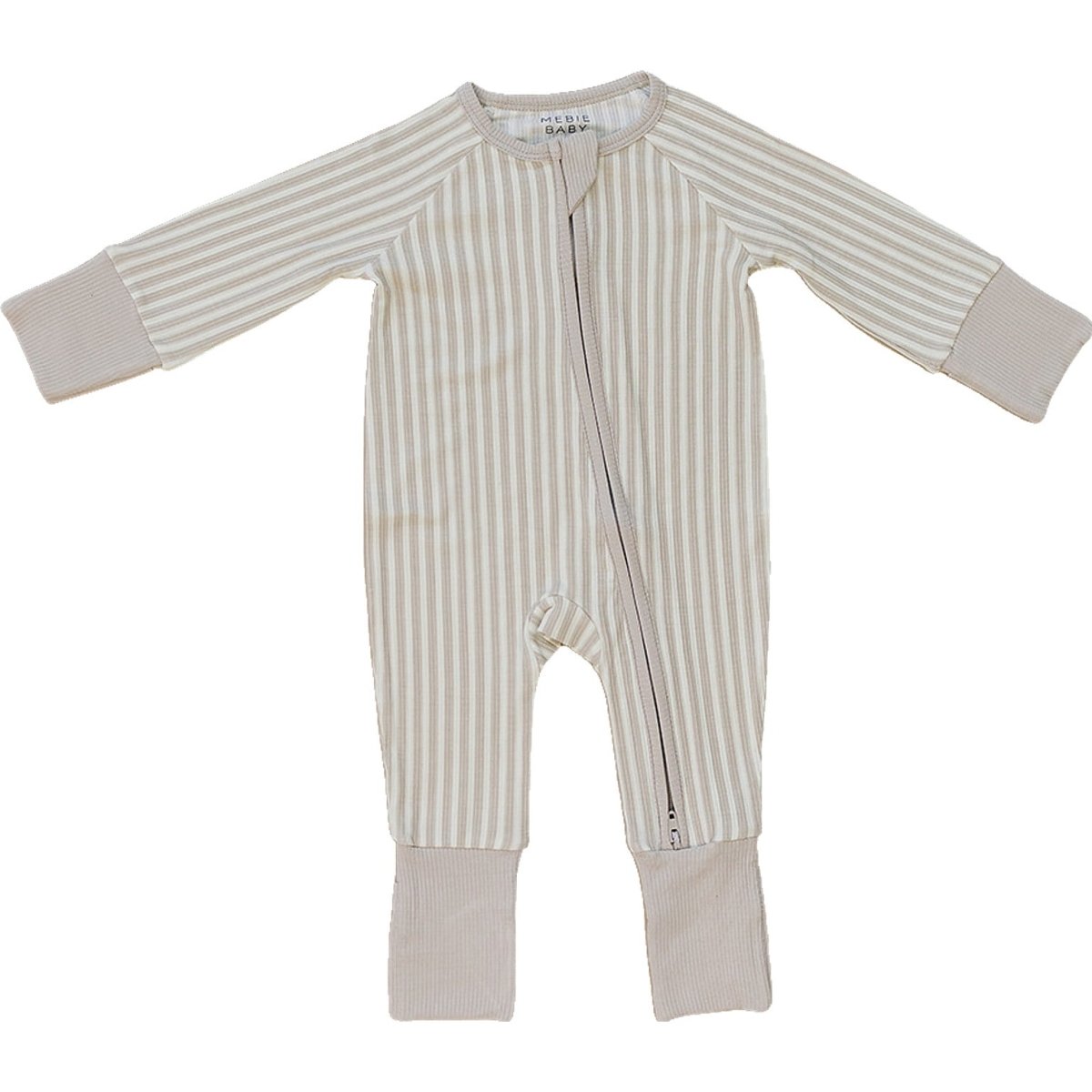 Taupe Stripe Ribbed Bamboo Zipper - LITTLE RAD THINGS