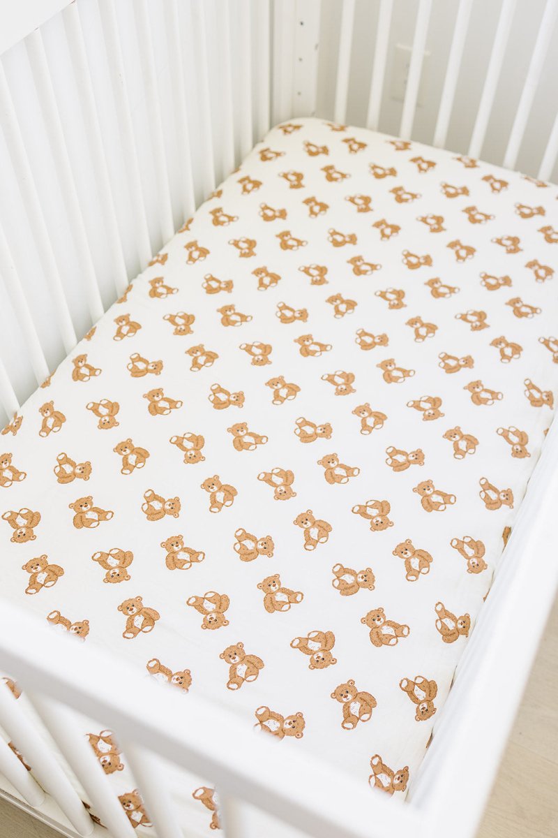 Teddy Bear Muslin Crib Sheet - LITTLE RAD THINGS