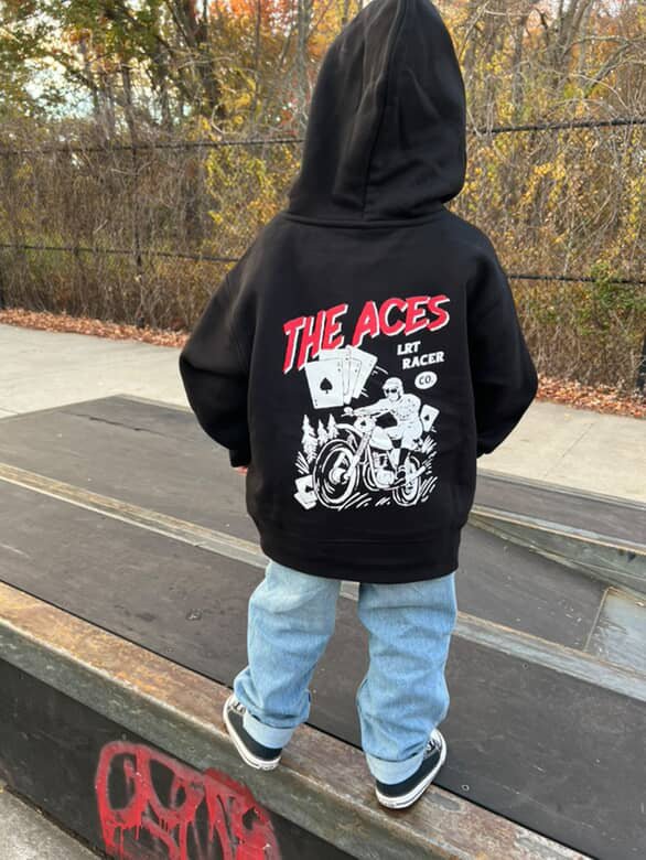 THE ACES HOODIE - RECYCLED BLACK - LITTLE RAD THINGS