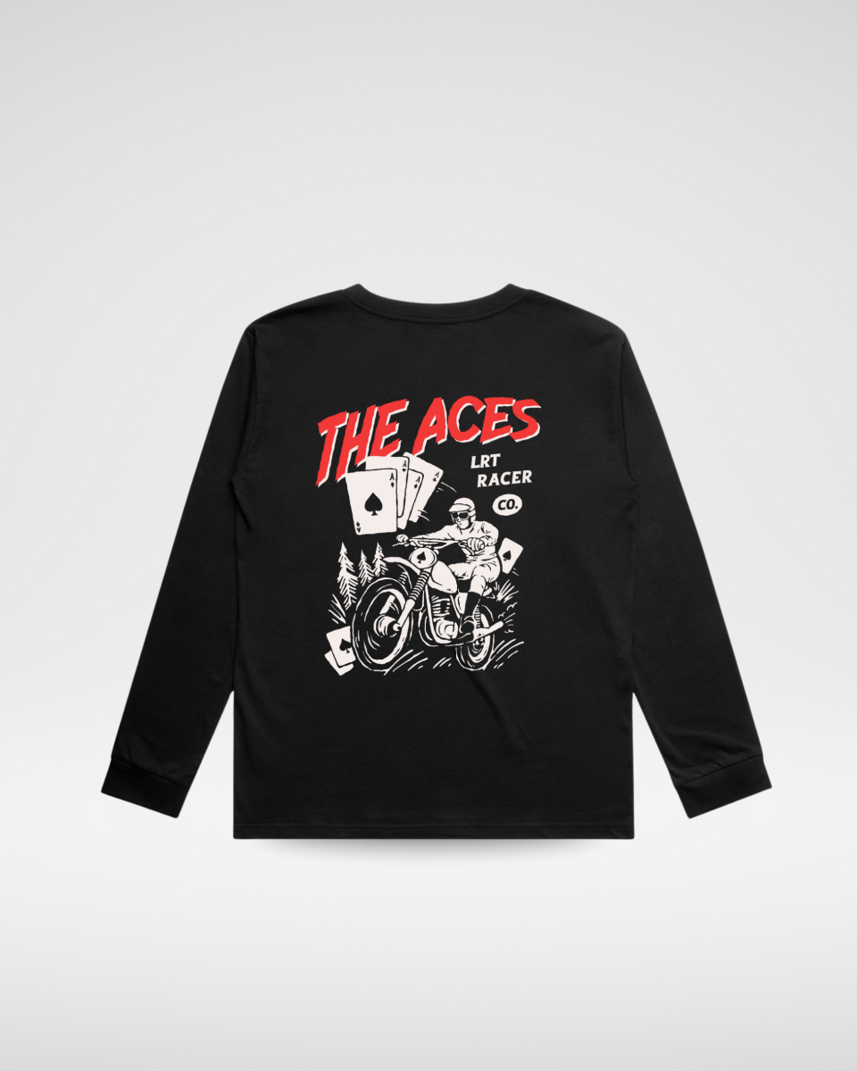 THE ACES LONG SLEEVE - SOLID BLACK - LITTLE RAD THINGS