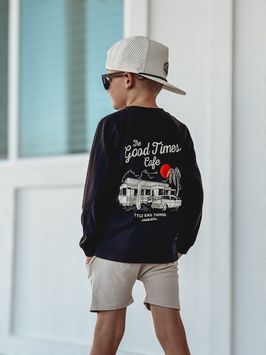 THE GOOD TIMES CAFE LONG SLEEVE - SOLID BLACK - LITTLE RAD THINGS