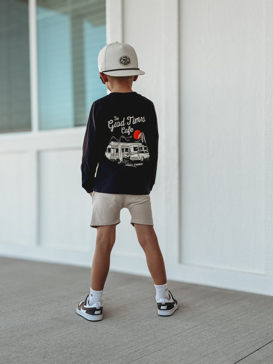 THE GOOD TIMES CAFE LONG SLEEVE - SOLID BLACK - LITTLE RAD THINGS