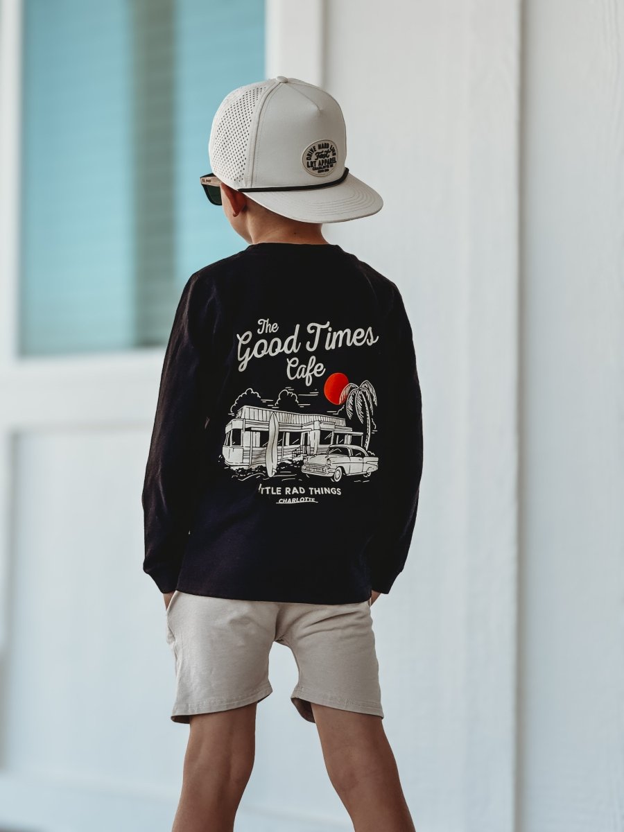 THE GOOD TIMES CAFE LONG SLEEVE - SOLID BLACK - LITTLE RAD THINGS