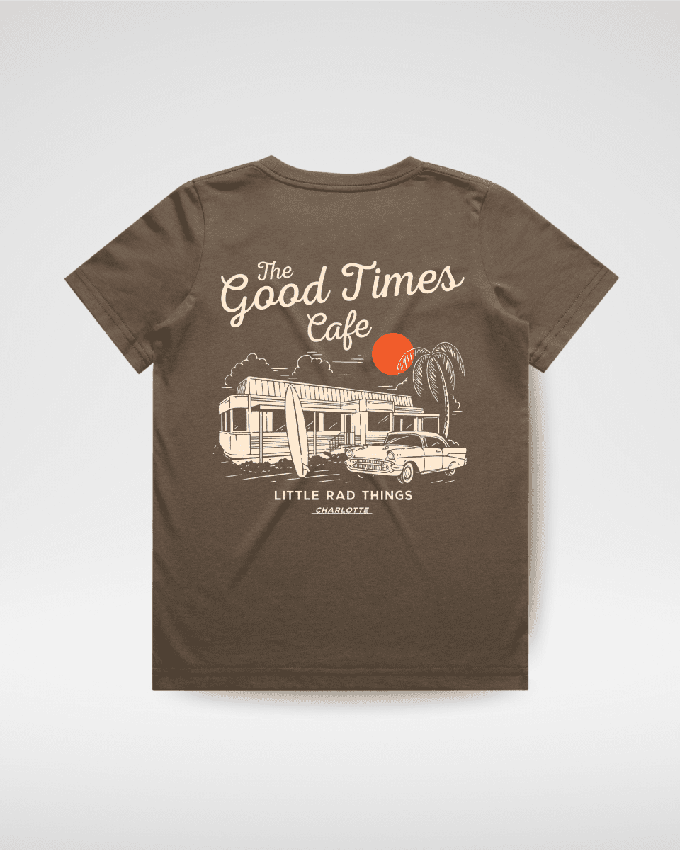 THE GOOD TIMES CAFE TEE - BROWN - LITTLE RAD THINGS