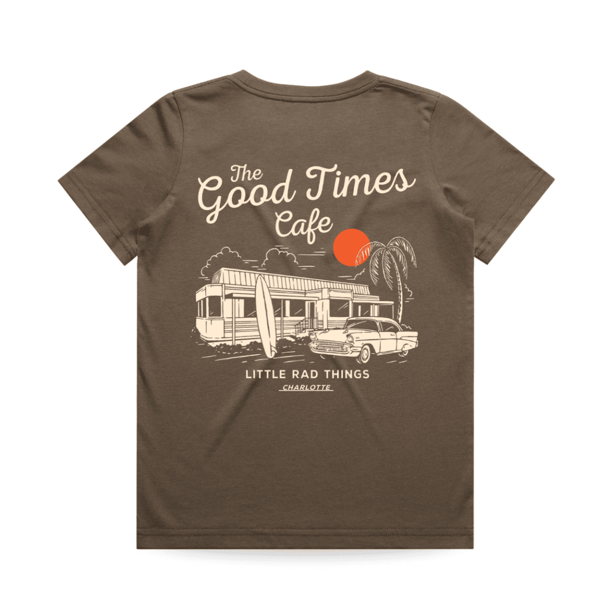 THE GOOD TIMES CAFE TEE - BROWN - LITTLE RAD THINGS