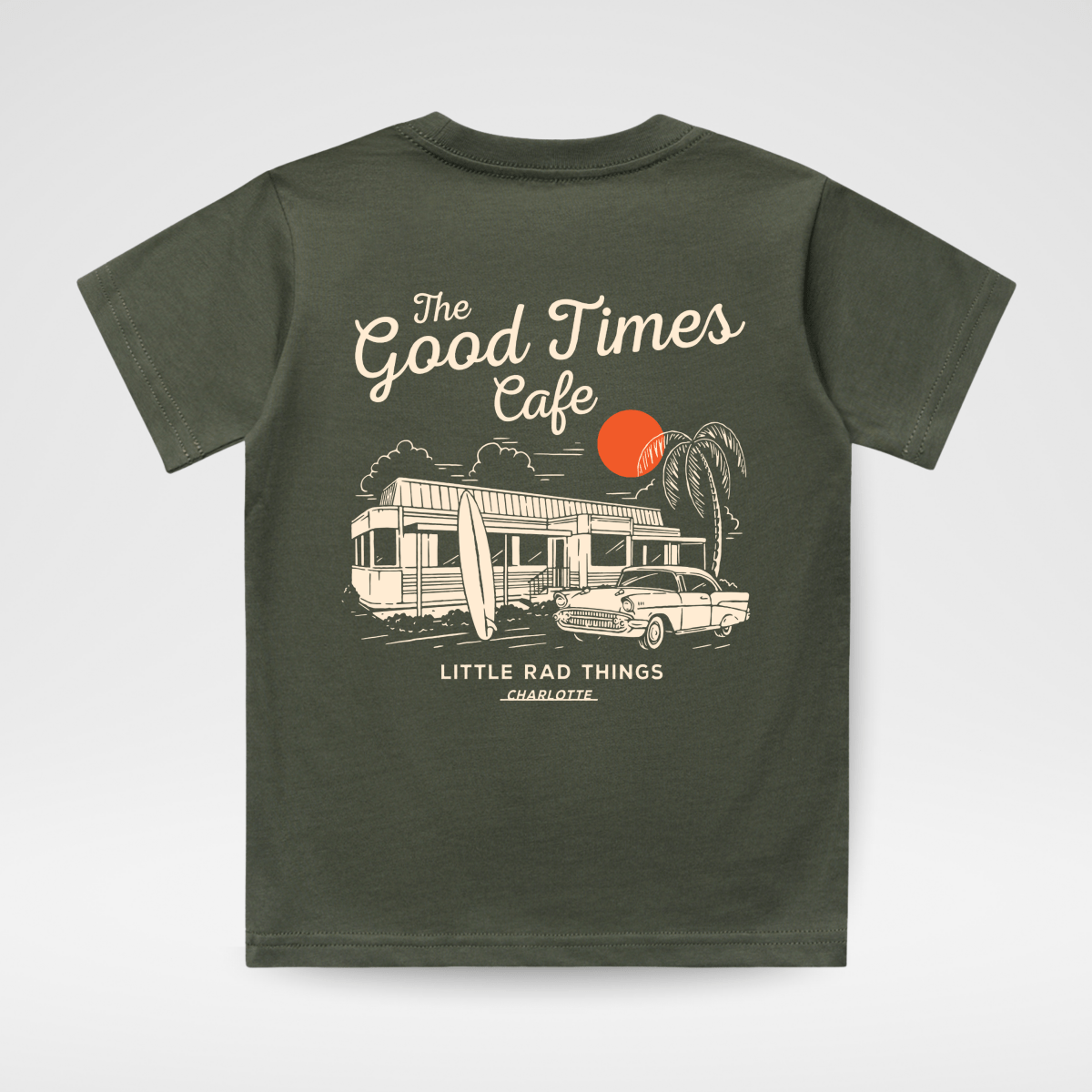 THE GOOD TIMES CAFE TEE - OLIVE - LITTLE RAD THINGS