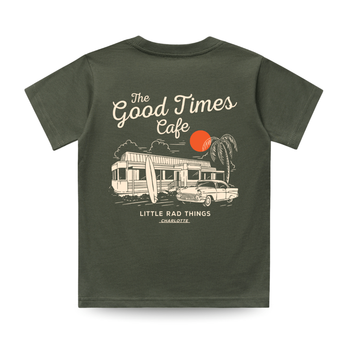 THE GOOD TIMES CAFE TEE - OLIVE - LITTLE RAD THINGS