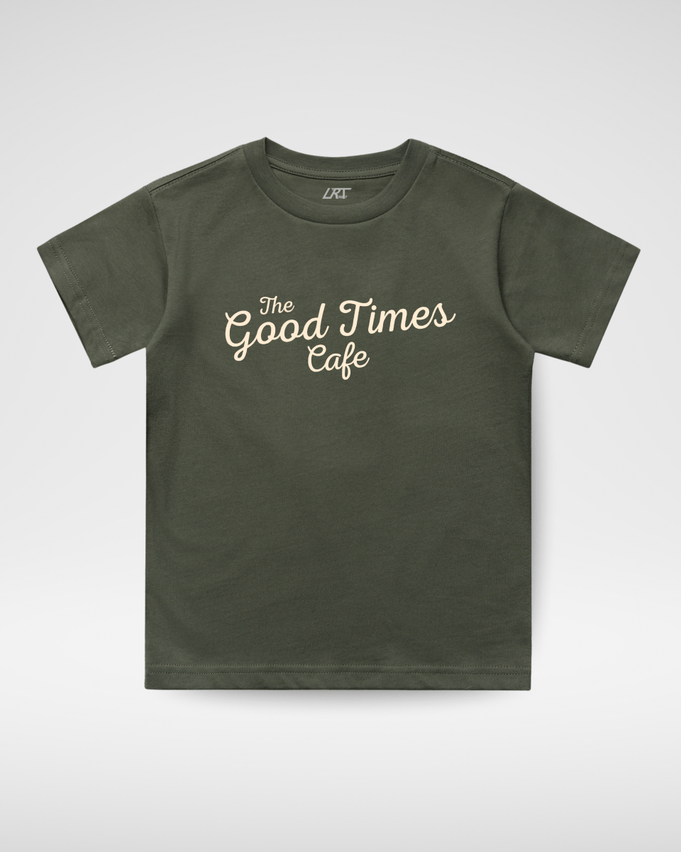 THE GOOD TIMES CAFE TEE - OLIVE - LITTLE RAD THINGS