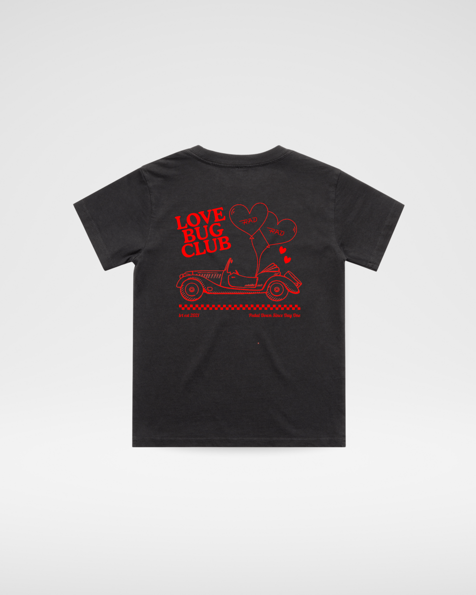 THE LOVE BUG CLUB TEE - FADED BLACK - LITTLE RAD THINGS