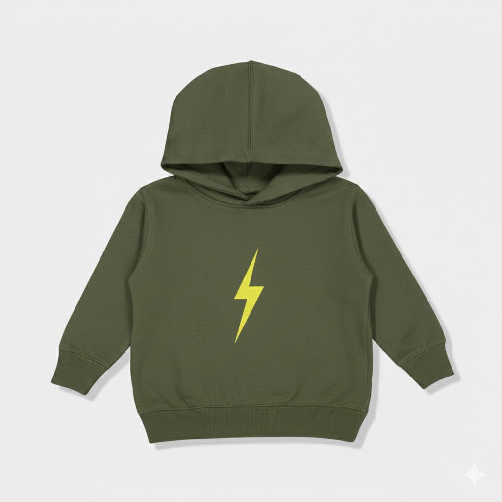 THE SPARK NEON YELLOW HOODIE - ARMY GREEN - LITTLE RAD THINGS