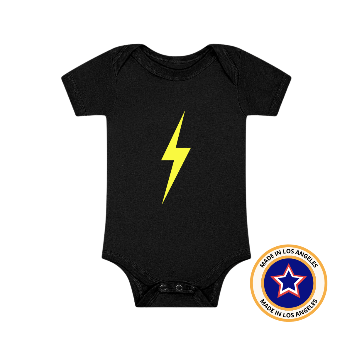 THE SPARK NEON YELLOW ONESIE - BLACK - LITTLE RAD THINGS