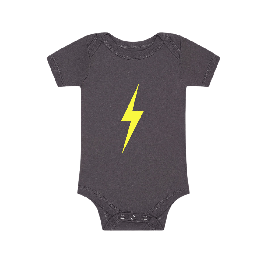 THE SPARK NEON YELLOW ONESIE - GREY - LITTLE RAD THINGS