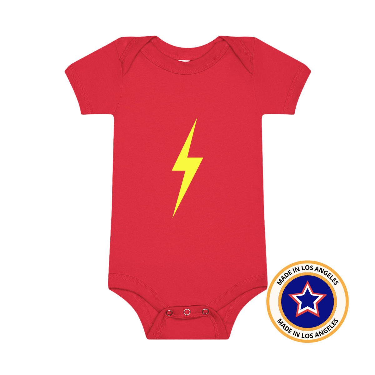 THE SPARK NEON YELLOW ONESIE - RED - LITTLE RAD THINGS