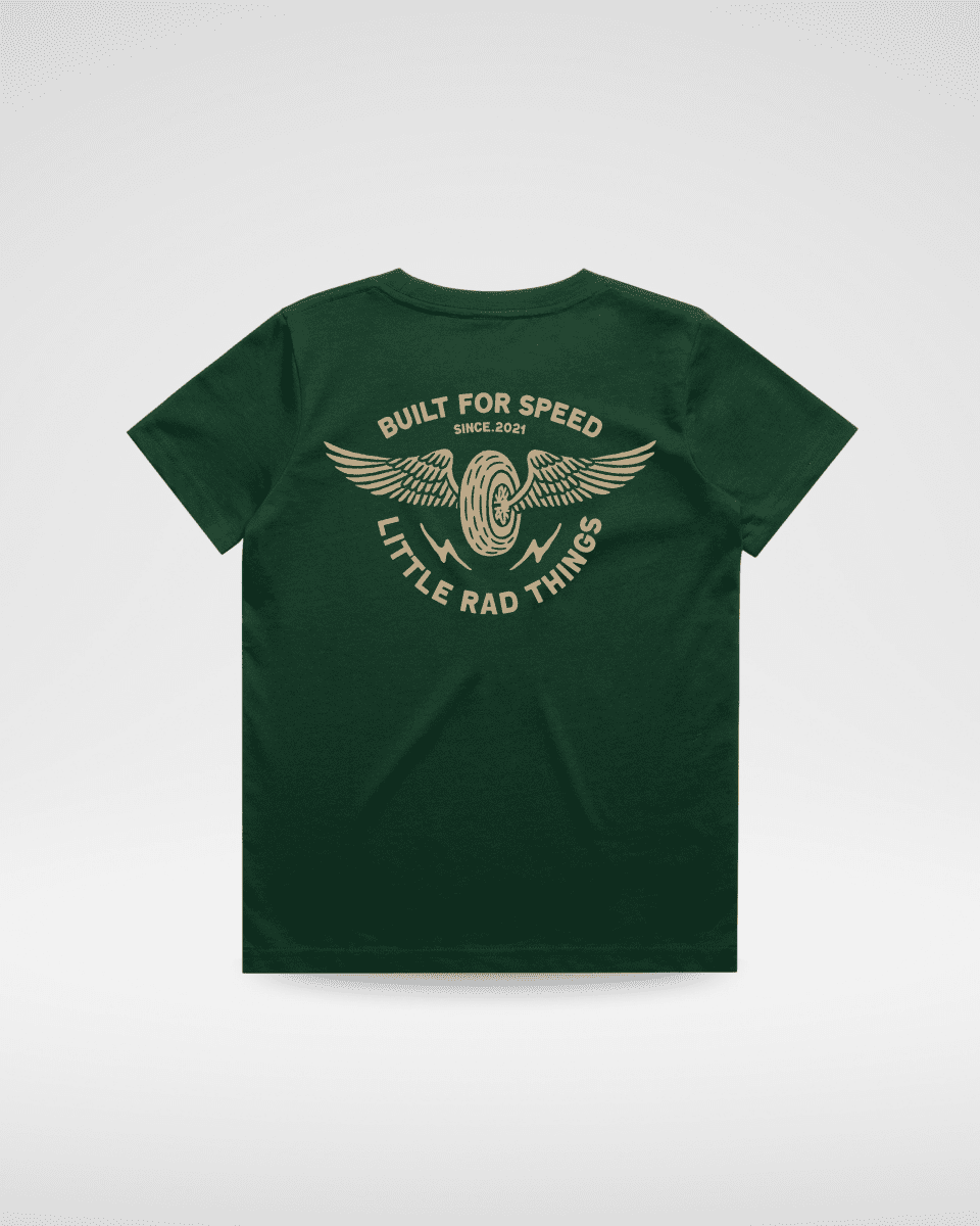 THE WINGED MECHANIC TEE - LIMITED EDITION FOREST GREEN - LITTLE RAD THINGS