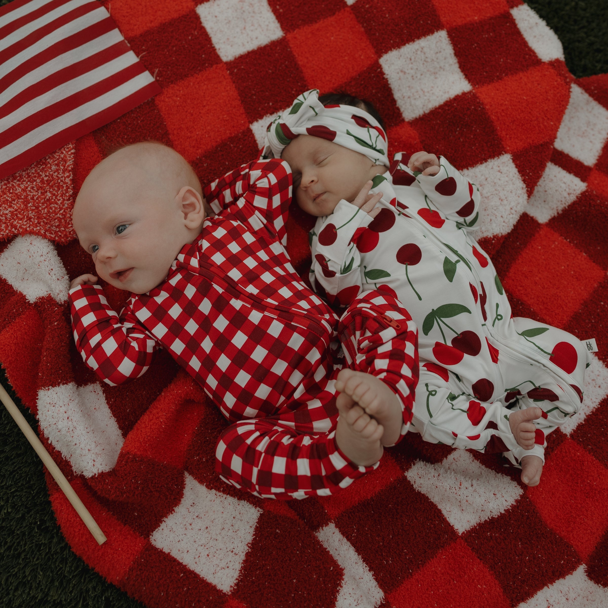 Bamboo Zip Pajamas | Scarlet Gingham