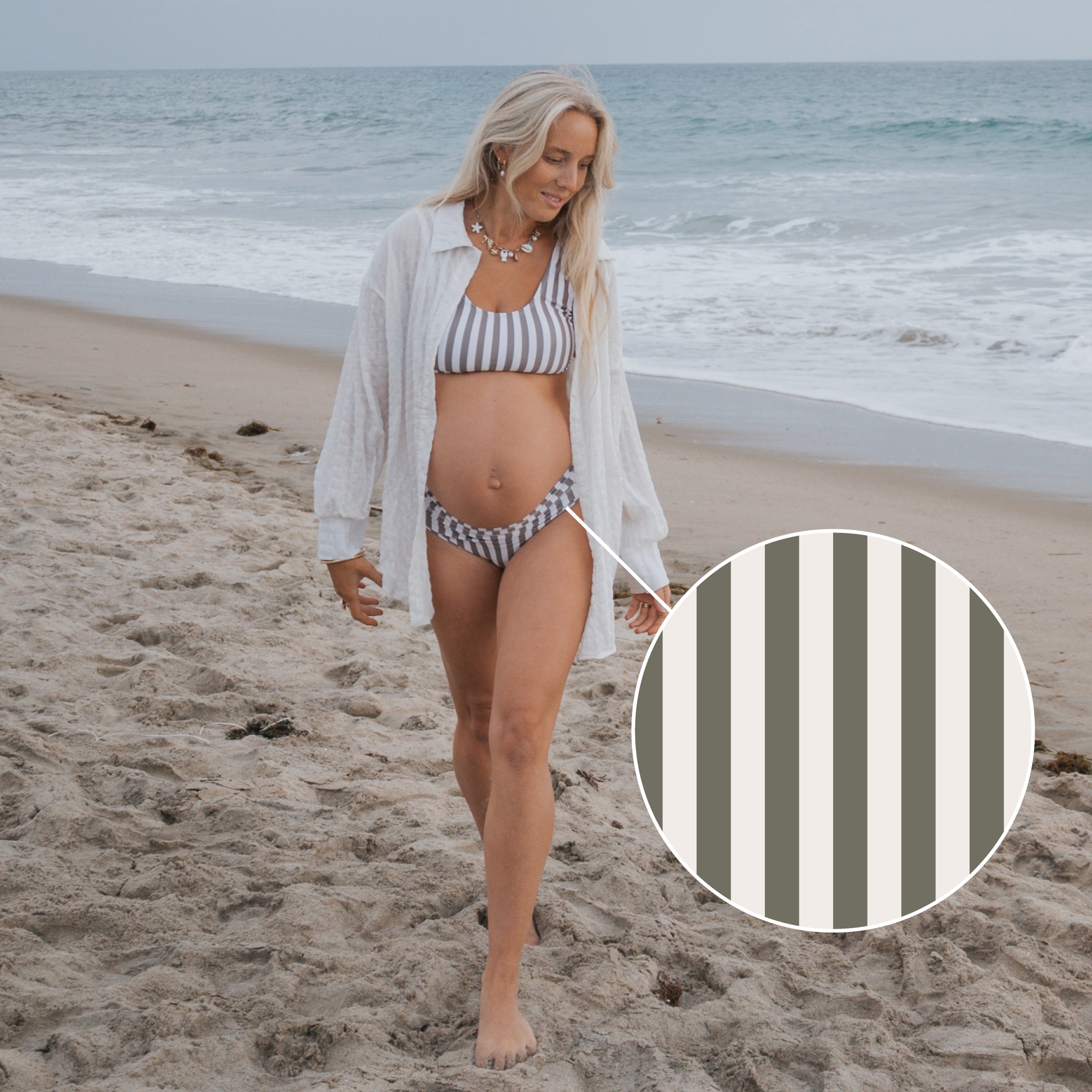 Women's Two Piece Swimsuit | Olive Stripe