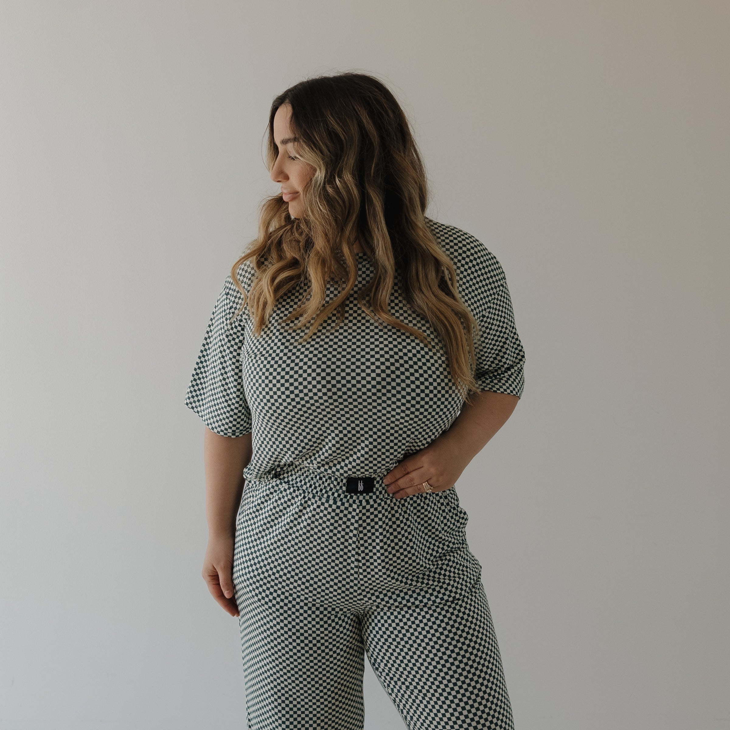 Women's Boxy Tee Lounge Set | Lucky Micro Check